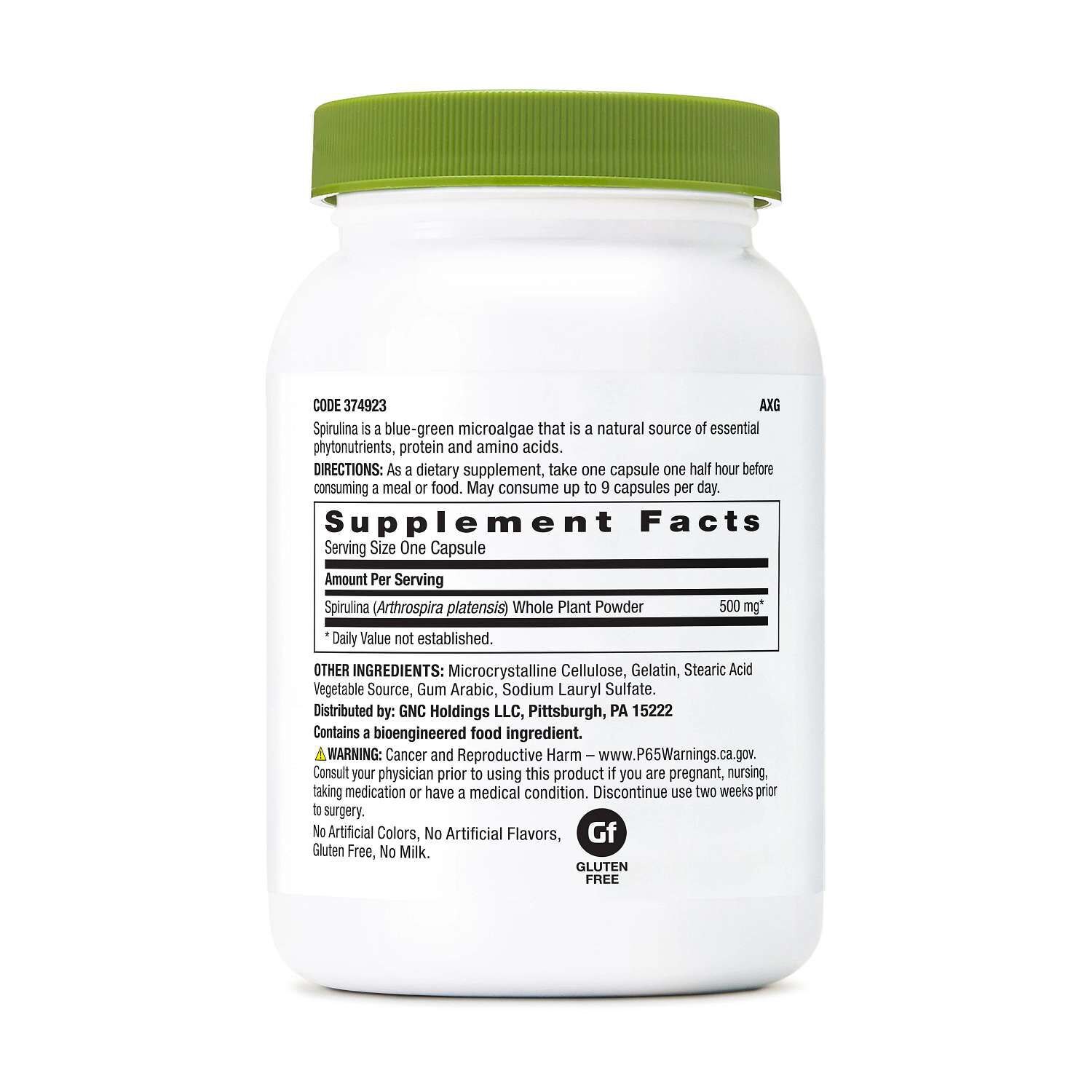 Spirulina Whole Plant Powder Capsules - 100 Capsules (100 Servings)